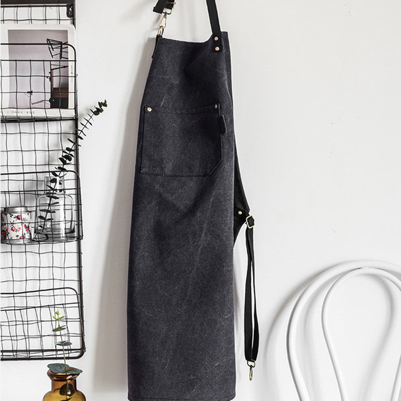 Dark Gray Canvas Apron Barista Bartender Baker Chef Catering Uniform Florist Carpenter Tattoo Artist Painter Gardener Workwear
