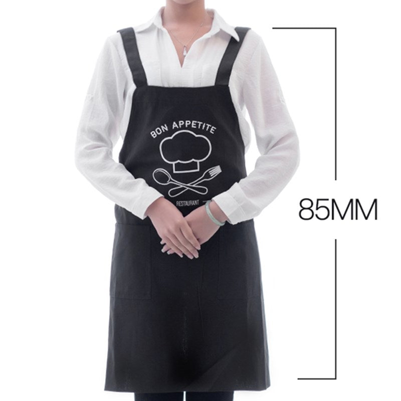 Black Cotton Apron Cafe Barista Baker Coffee Roaster Uniform Bistro Restaurant Shop Waiter Waitress Cashier Workwear