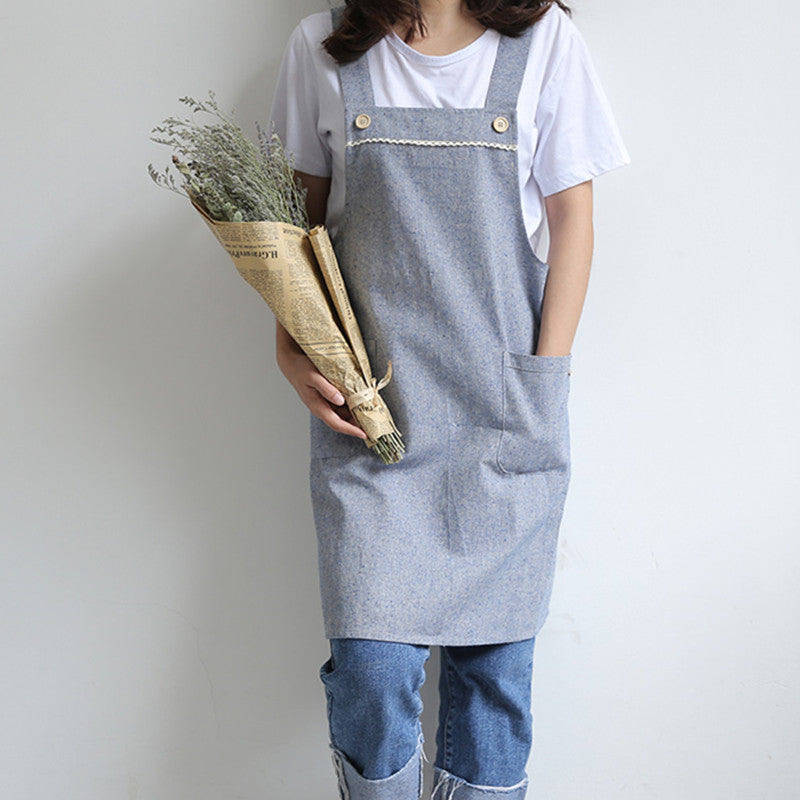 Blue Cotton Apron Pink Barista Cafe Waitress Bar Bakery Catering Uniform Brown Painter Florist Gardener Work wear