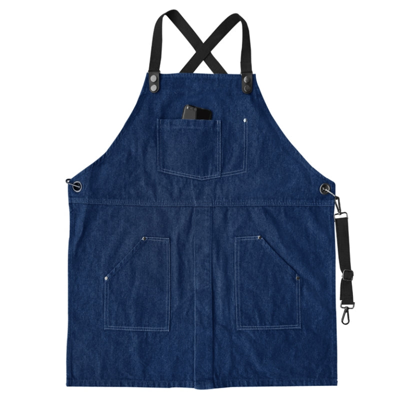 Cross-back Denim Apron Barista Cafe Bartender Pastry Chef Uniform Restaurant Bistro Florist Painter Ceramic Artist Workwear