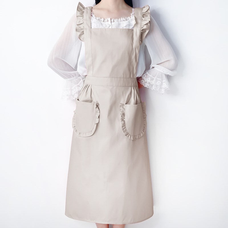 Polyester Cotton Frilly Apron Florist Waitress Coffee Shop Pastry Chef Workwear Bistro Cafe Barista Baker Flower Shop Uniform