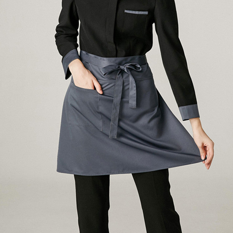 Gray Polyester Cotton Waist Apron Barista Waitstaff Bartender Pastry Culinary Uniform Restaurant Cafe Retail Shop Work Wear