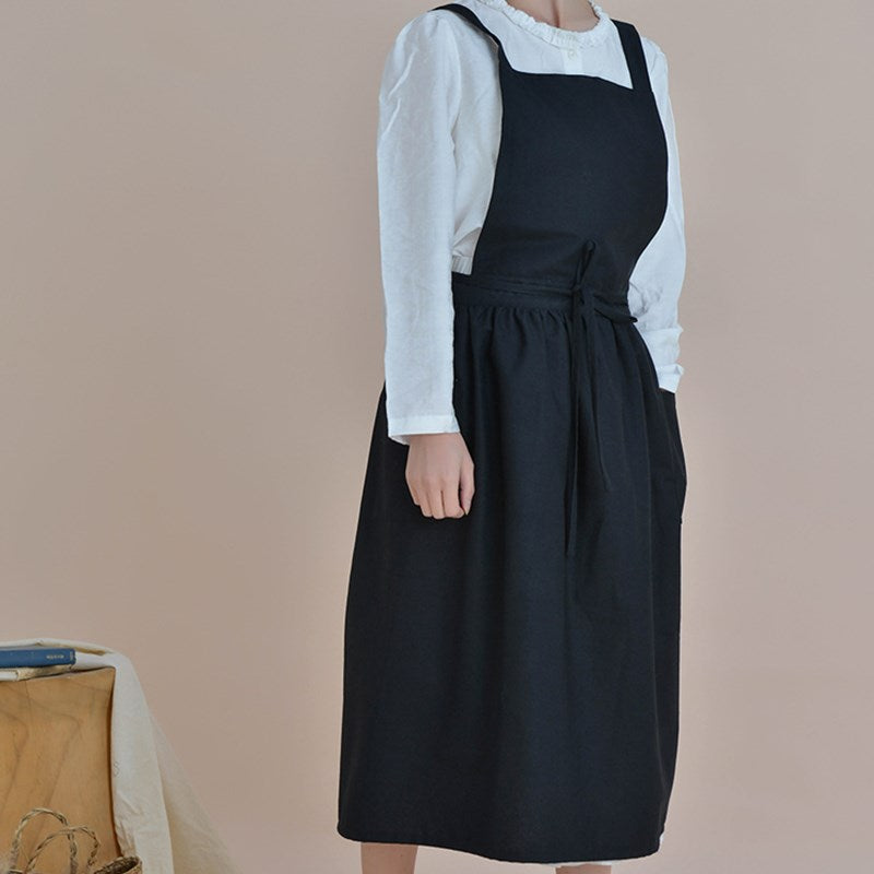 Cross-back Cotton Apron Florist Artist Gardener Ceramicist Workwear Waitress Cafe Barista Restaurant Pastry Chef Uniform