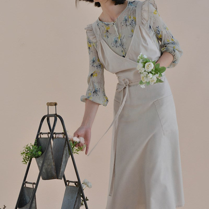 Waterproof Polyester Cotton Apron Florist Artist Work wear Waitress Cafe Barista Restaurant Pastry Chef Uniform