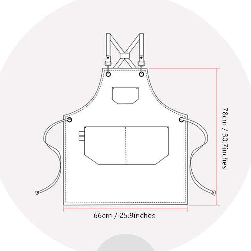 Cross-back Beige PU Apron Barista Bartender Pastry Chef Cafe Bistro BBQ Uniform Florist Barber Carpenter WorkWear