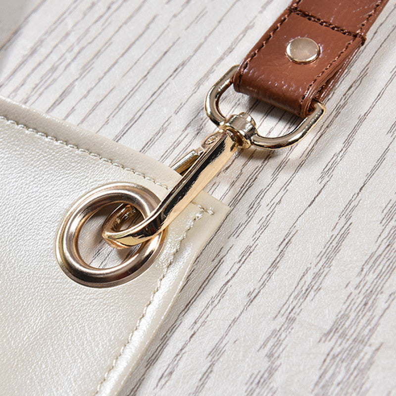 Cross-back Beige PU Apron Barista Bartender Pastry Chef Cafe Bistro BBQ Uniform Florist Barber Carpenter WorkWear