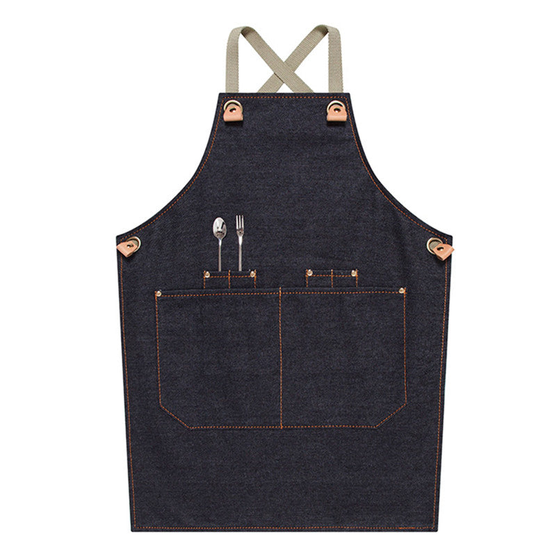 Cross-back Kids Denim Apron School Painting Crafting DIY Class Drawing Baking Cooking Clothes