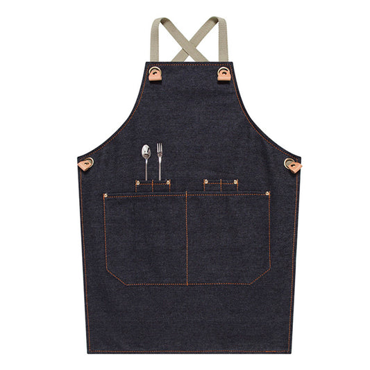Cross-back Kids Denim Apron School Painting Crafting DIY Class Drawing Baking Cooking Clothes