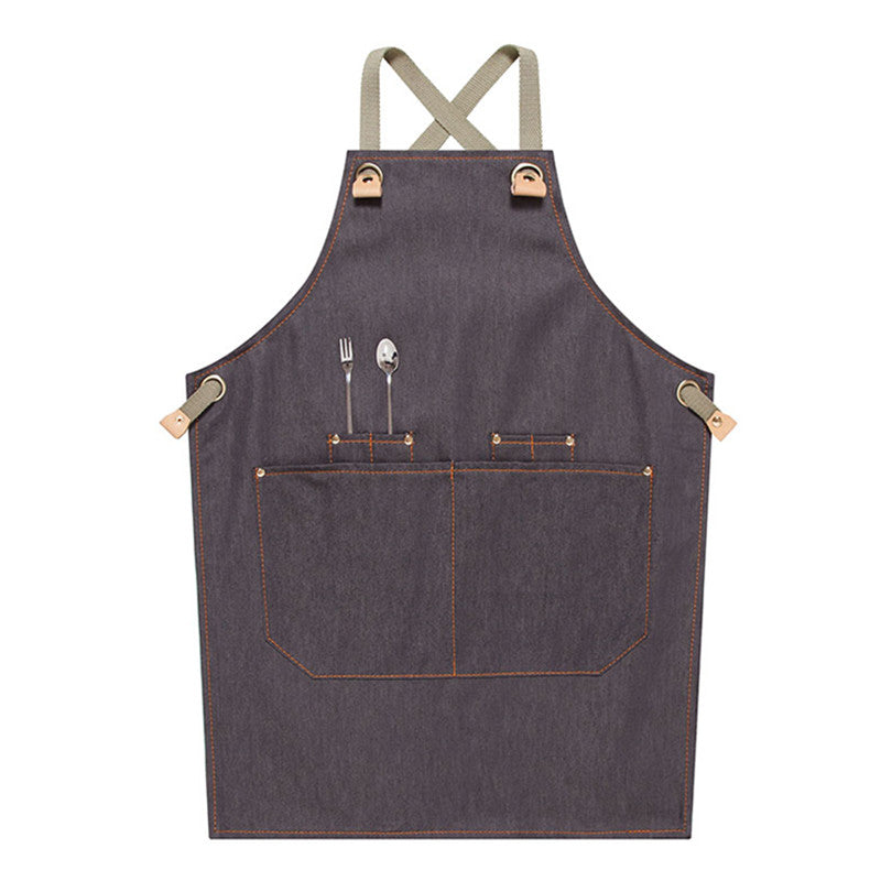 Cross-back Kids Denim Apron School Painting Crafting DIY Class Drawing Baking Cooking Clothes