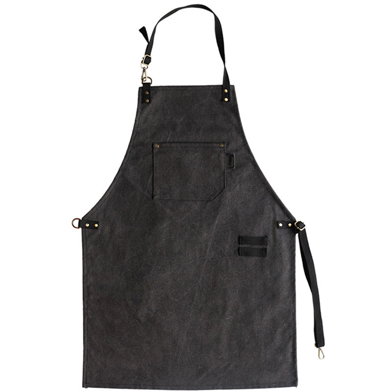 Dark Gray Canvas Apron Barista Bartender Baker Chef Catering Uniform Florist Carpenter Tattoo Artist Painter Gardener Workwear
