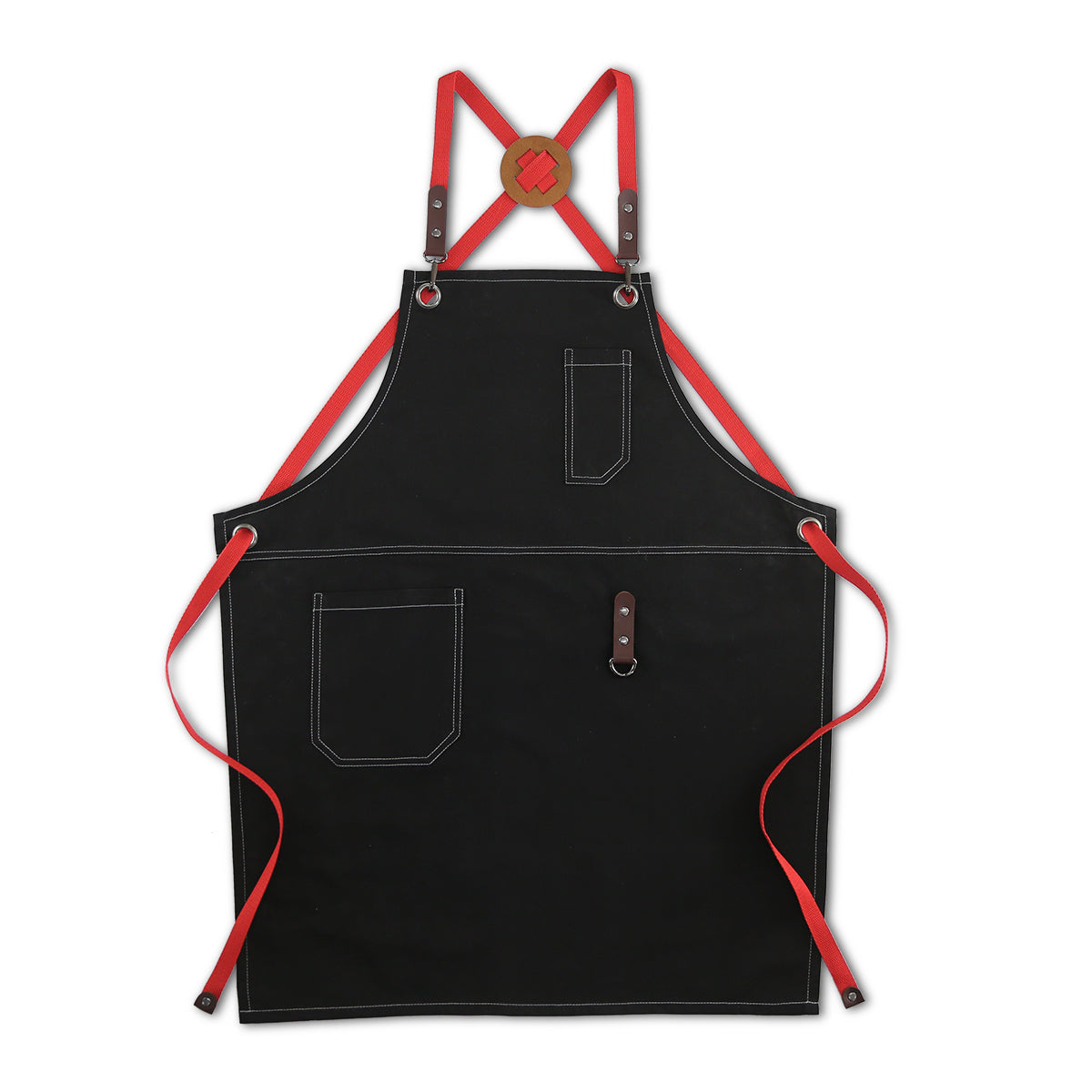 Cross-back Black Cotton Apron Cooking Baking Crafting Work Wear Florist Cafe Barista Restaurant Waiter Waitress Pastry Chef Uniform