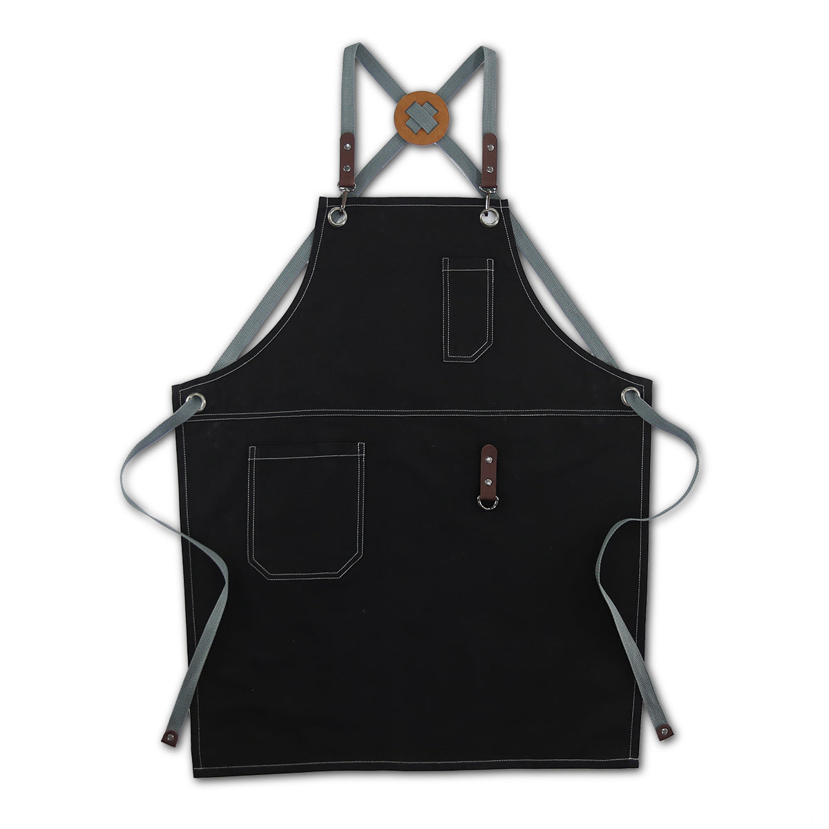 Cross-back Black Cotton Apron Cooking Baking Crafting Work Wear Florist Cafe Barista Restaurant Waiter Waitress Pastry Chef Uniform