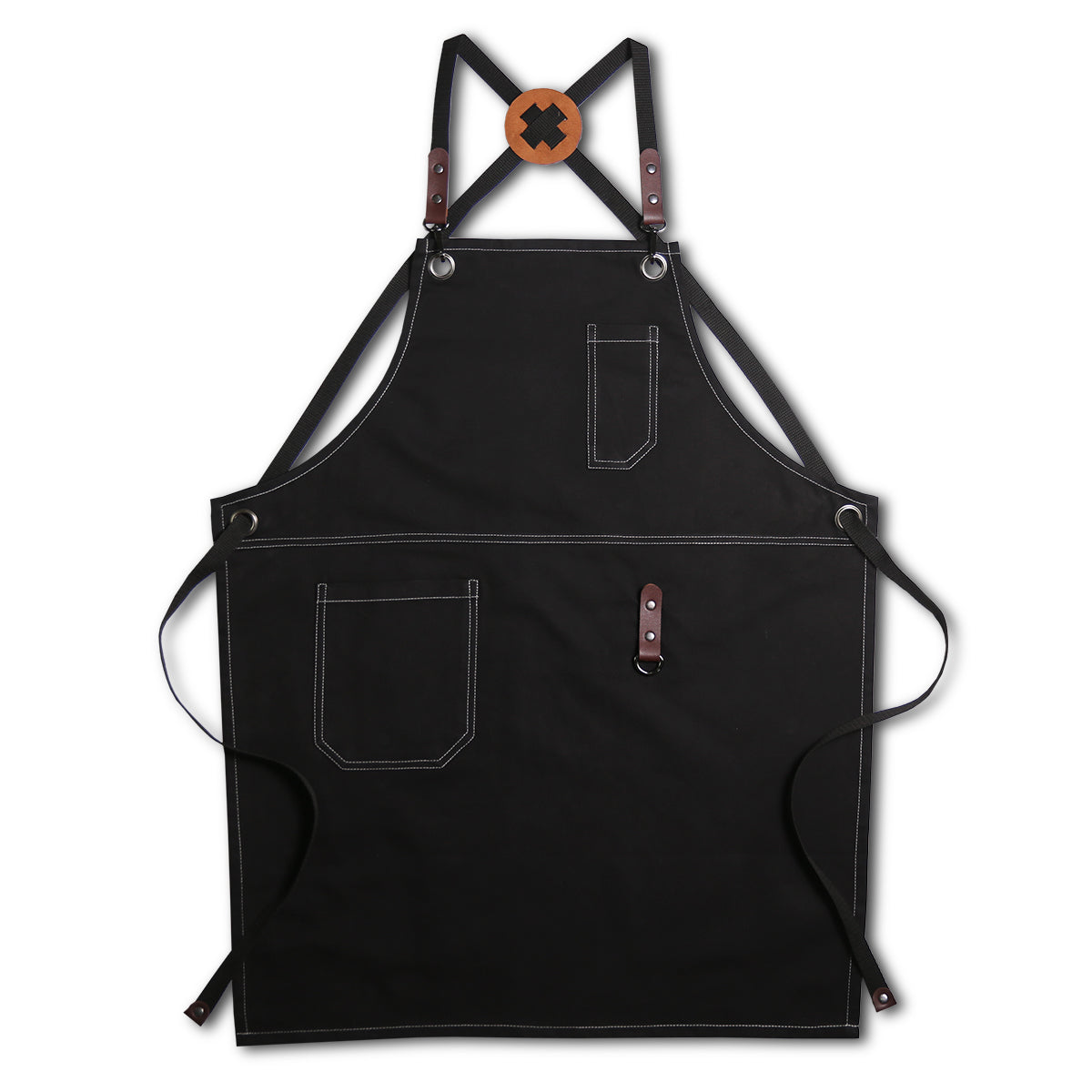 Cross-back Black Cotton Apron Cooking Baking Crafting Work Wear Florist Cafe Barista Restaurant Waiter Waitress Pastry Chef Uniform