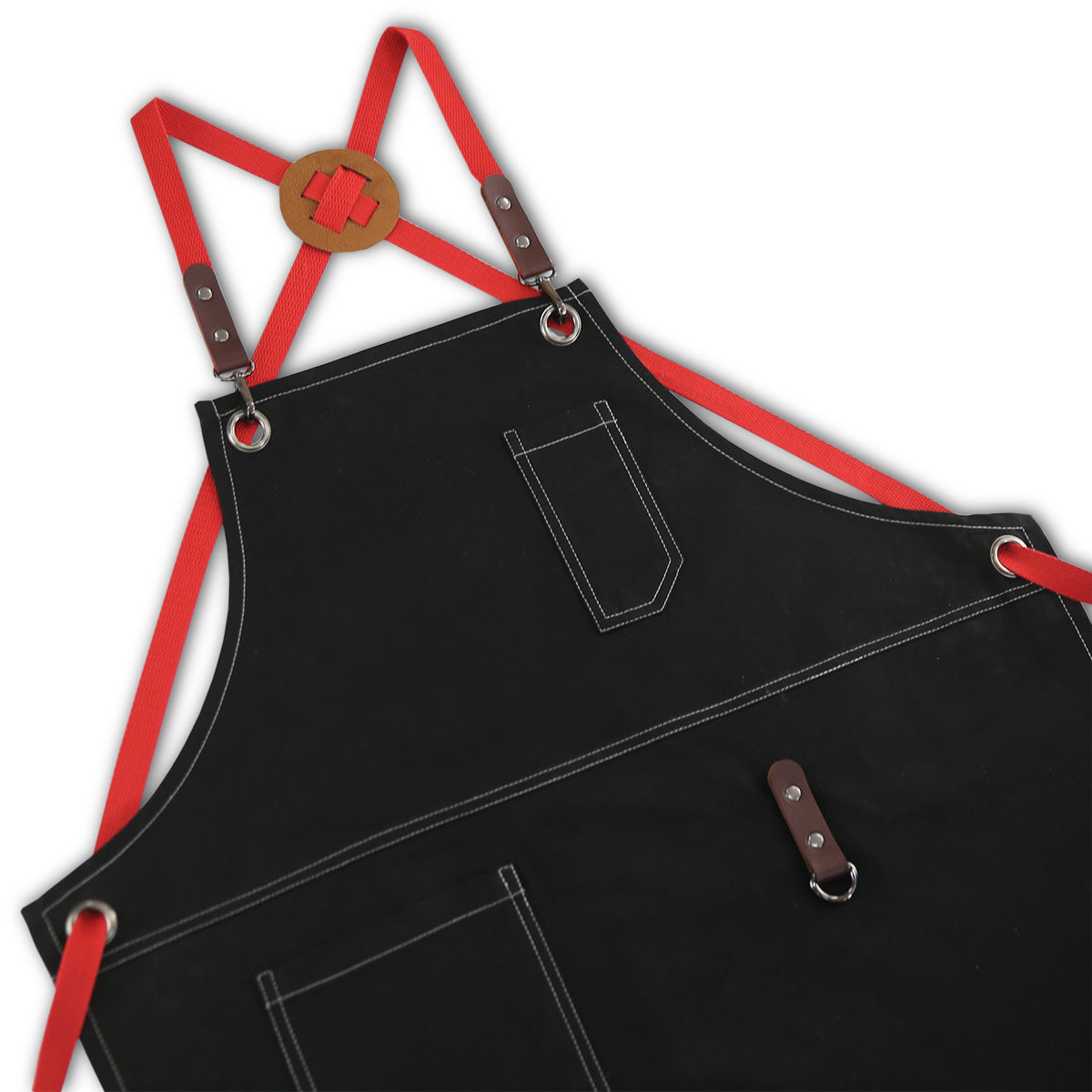 Cross-back Black Cotton Apron Cooking Baking Crafting Work Wear Florist Cafe Barista Restaurant Waiter Waitress Pastry Chef Uniform