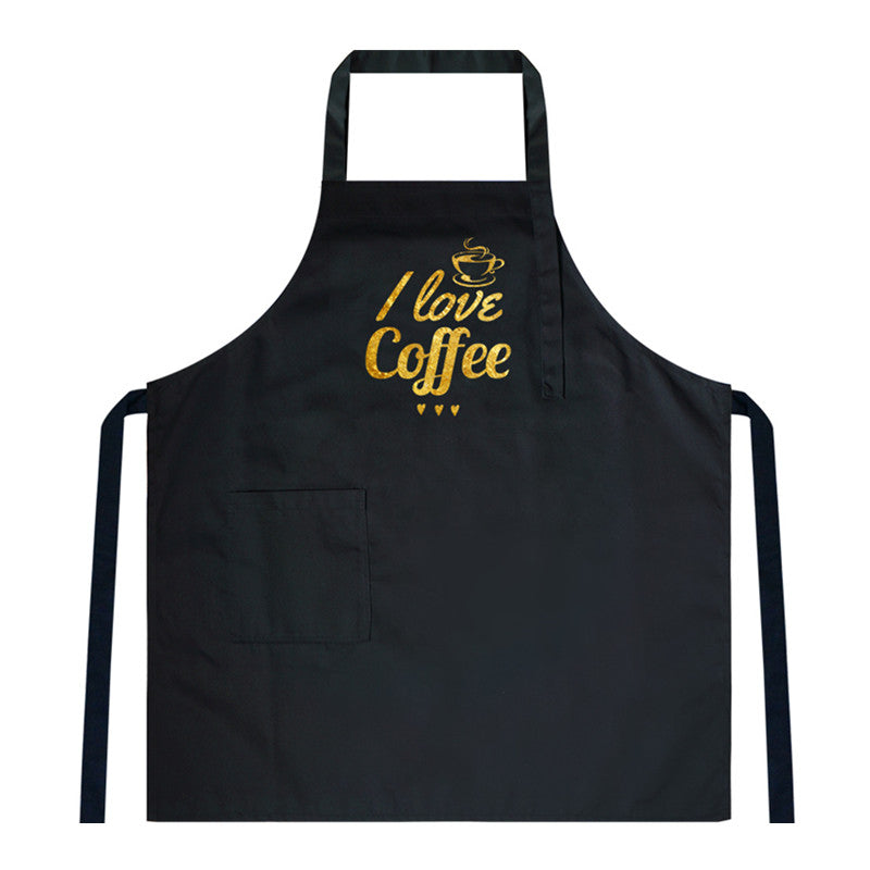 Black Cotton Apron Cafe Barista Baker Coffee Roaster Uniform Bistro Restaurant Shop Waiter Waitress Cashier Workwear