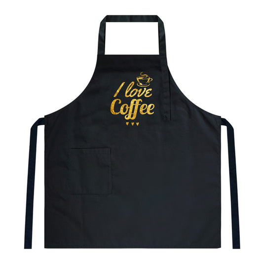 Black Cotton Apron Cafe Barista Baker Coffee Roaster Uniform Bistro Restaurant Shop Waiter Waitress Cashier Workwear