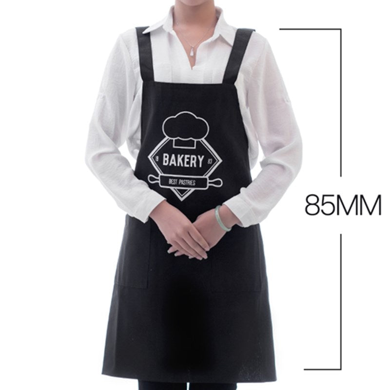 Black Cotton Apron Cafe Barista Baker Coffee Roaster Uniform Bistro Restaurant Shop Waiter Waitress Cashier Workwear