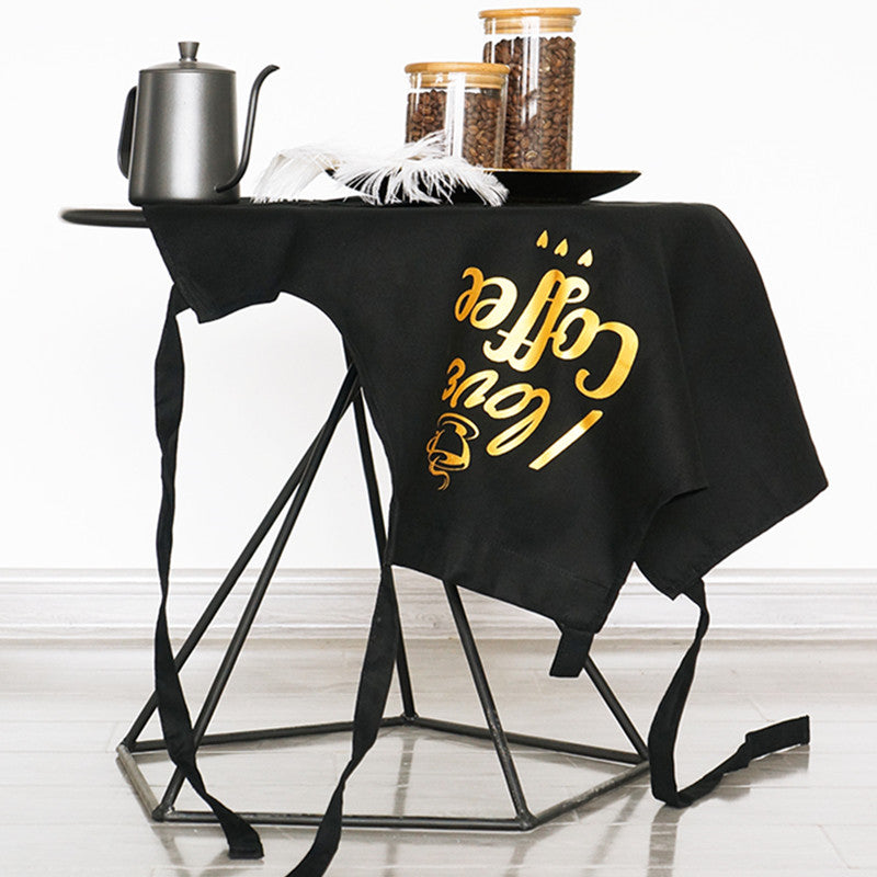 Black Cotton Apron Cafe Barista Baker Coffee Roaster Uniform Bistro Restaurant Shop Waiter Waitress Cashier Workwear