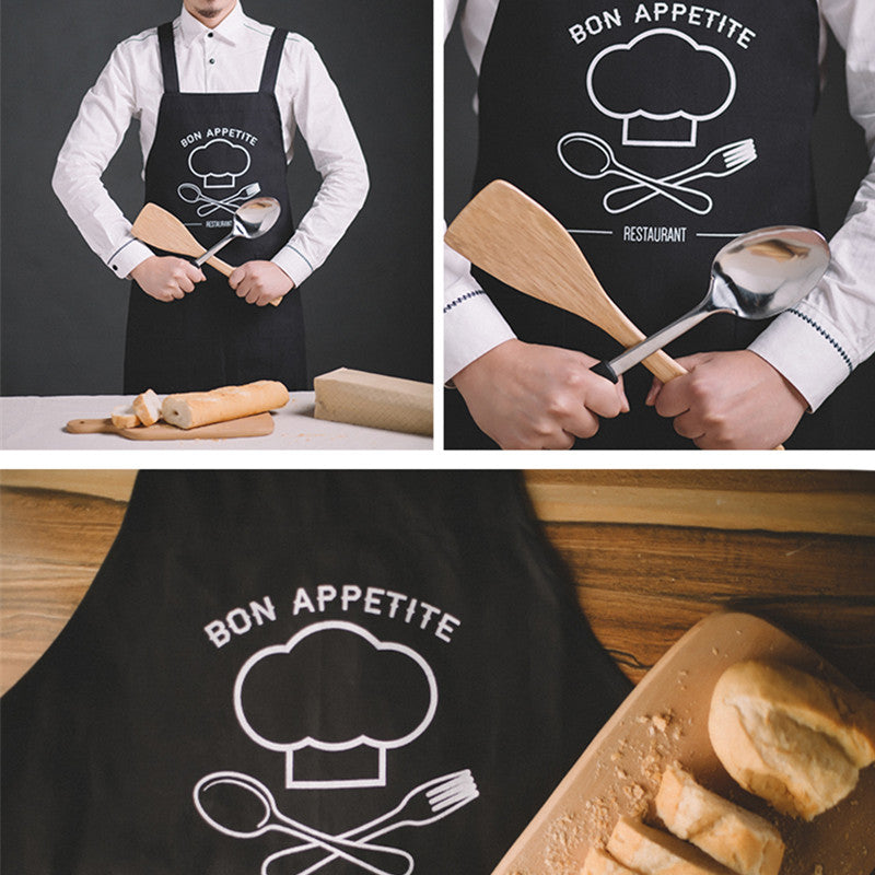 Black Cotton Apron Cafe Barista Baker Coffee Roaster Uniform Bistro Restaurant Shop Waiter Waitress Cashier Workwear