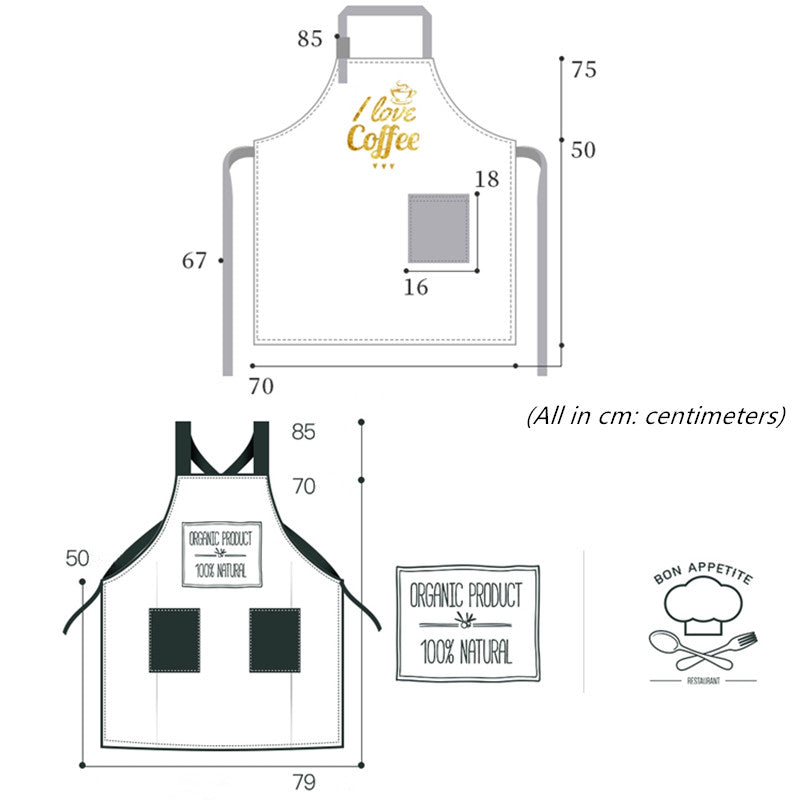 Black Cotton Apron Cafe Barista Baker Coffee Roaster Uniform Bistro Restaurant Shop Waiter Waitress Cashier Workwear