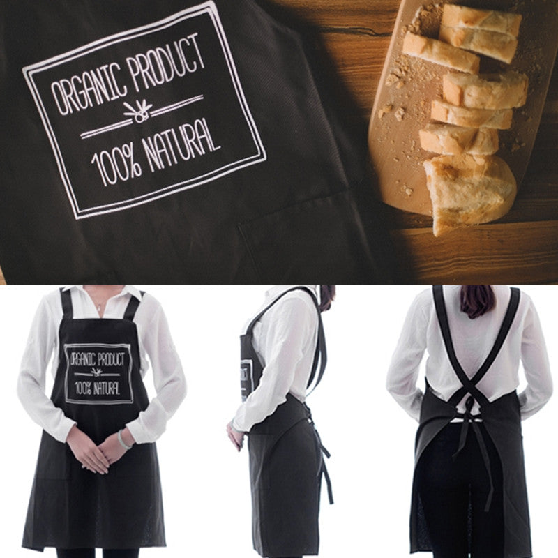 Black Cotton Apron Cafe Barista Baker Coffee Roaster Uniform Bistro Restaurant Shop Waiter Waitress Cashier Workwear