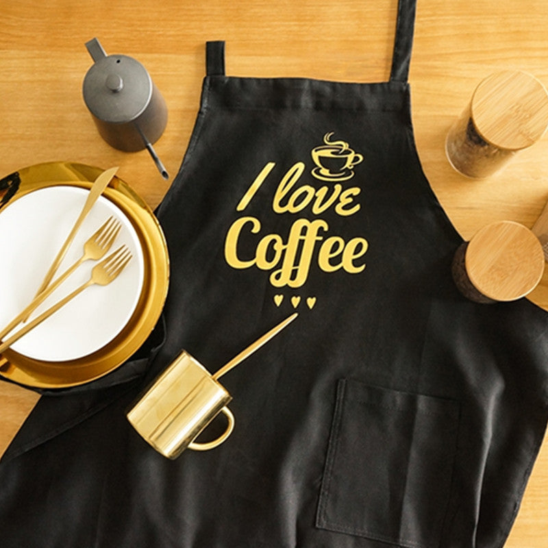 Black Cotton Apron Cafe Barista Baker Coffee Roaster Uniform Bistro Restaurant Shop Waiter Waitress Cashier Workwear