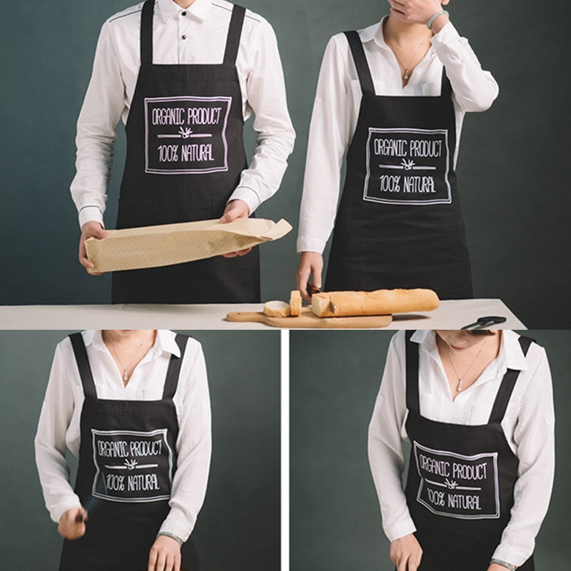 Black Cotton Apron Cafe Barista Baker Coffee Roaster Uniform Bistro Restaurant Shop Waiter Waitress Cashier Workwear