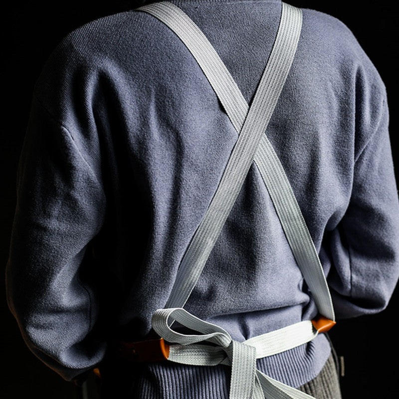 Dark Gray Cross-back Canvas Apron Khaki Waiter Waitress Cafe Baker Barista Bartender Uniform Florist Barber Gardener Workwear