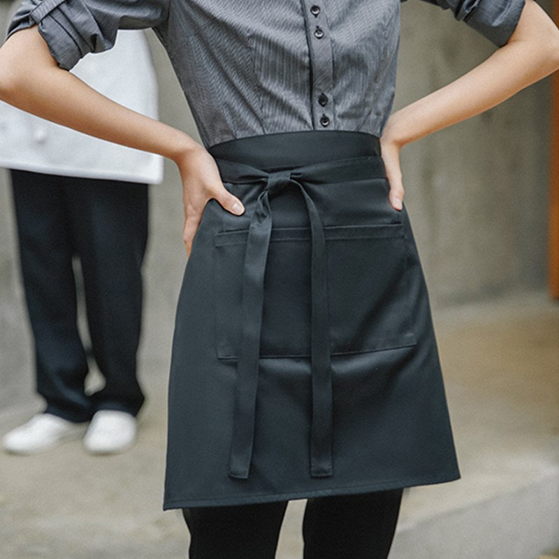 Polyester Cotton Waist Apron White Barista Bartender Waiter Pastry Chef Uniform Black Restaurant Waitress Culinary Workwear