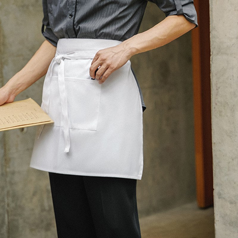 Polyester Cotton Waist Apron White Barista Bartender Waiter Pastry Chef Uniform Black Restaurant Waitress Culinary Workwear