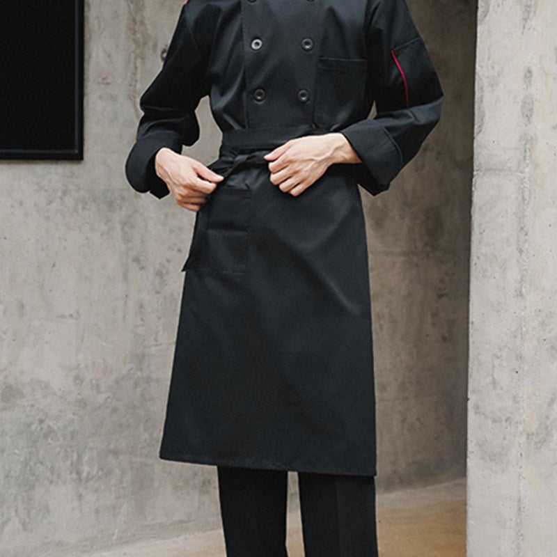 Polyester Cotton Waist Apron White Barista Bartender Waiter Pastry Chef Uniform Black Restaurant Waitress Culinary Workwear