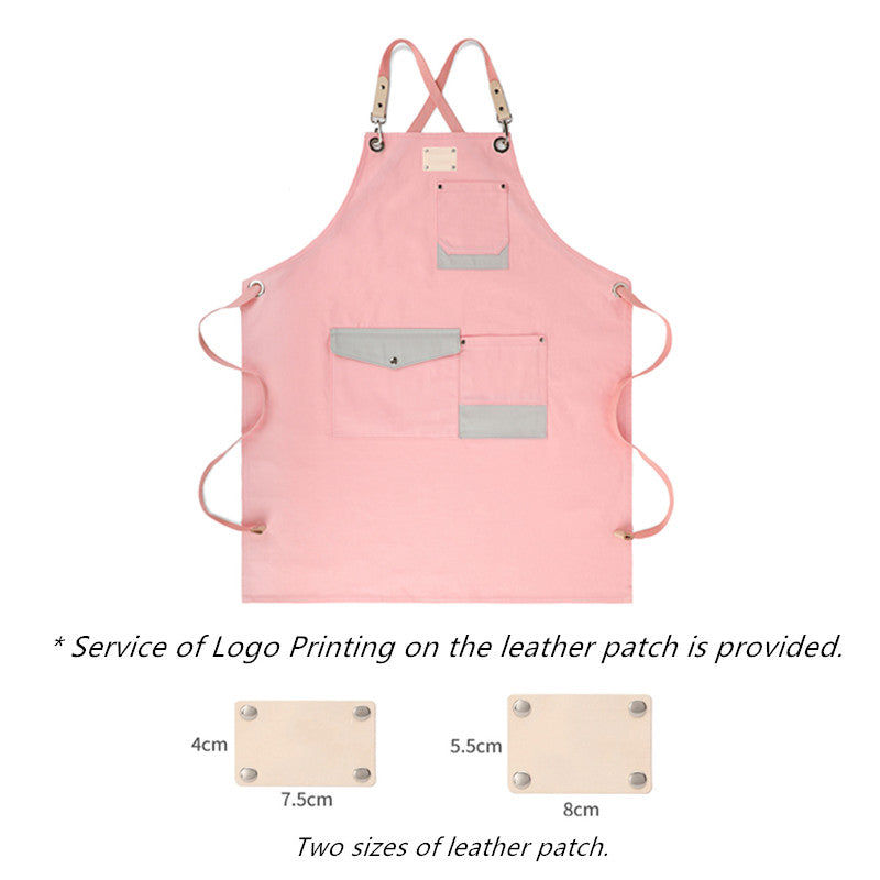 Gray Pink Blue Cotton Apron Restaurant Barista Bartender Bistro Pastry Chef Catering Uniform Florist Flower shop Workwear