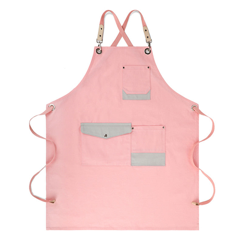 Gray Pink Blue Cotton Apron Restaurant Barista Bartender Bistro Pastry Chef Catering Uniform Florist Flower shop Workwear