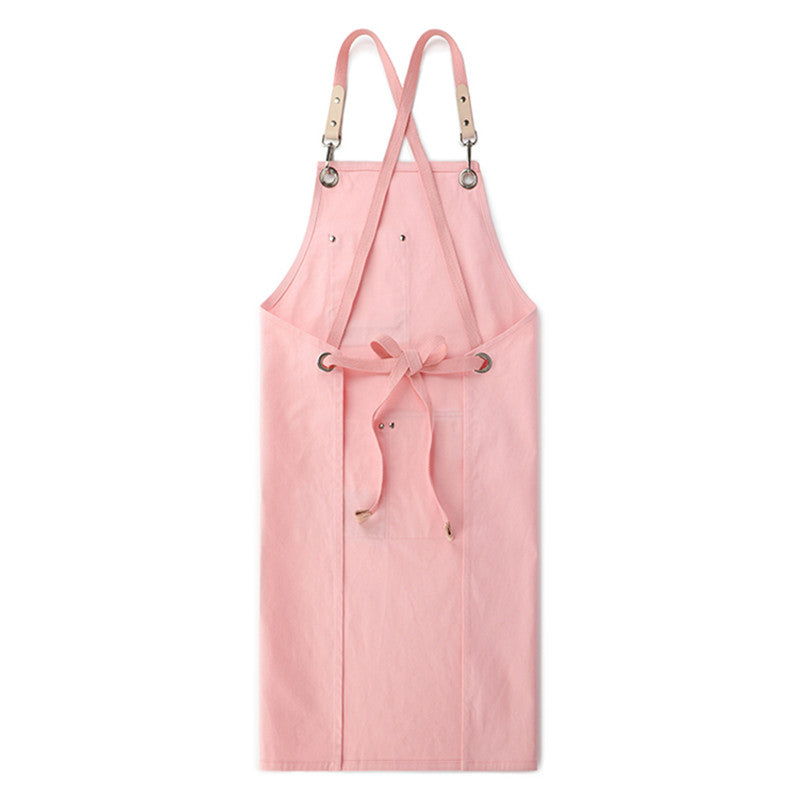 Gray Pink Blue Cotton Apron Restaurant Barista Bartender Bistro Pastry Chef Catering Uniform Florist Flower shop Workwear
