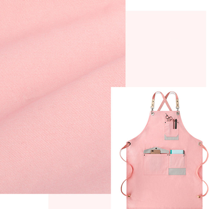 Gray Pink Blue Cotton Apron Restaurant Barista Bartender Bistro Pastry Chef Catering Uniform Florist Flower shop Workwear