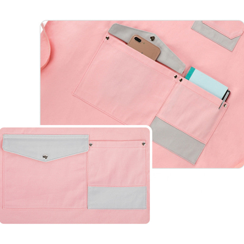 Gray Pink Blue Cotton Apron Restaurant Barista Bartender Bistro Pastry Chef Catering Uniform Florist Flower shop Workwear