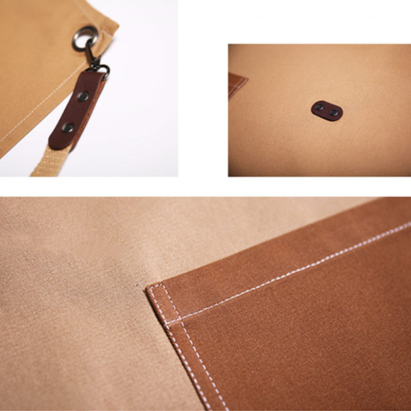 Cross-back Cotton Apron Brown Cooking Baking Crafting Workwear Khaki Cafe Barista Restaurant Bakery Pastry Chef Bartender Uniform