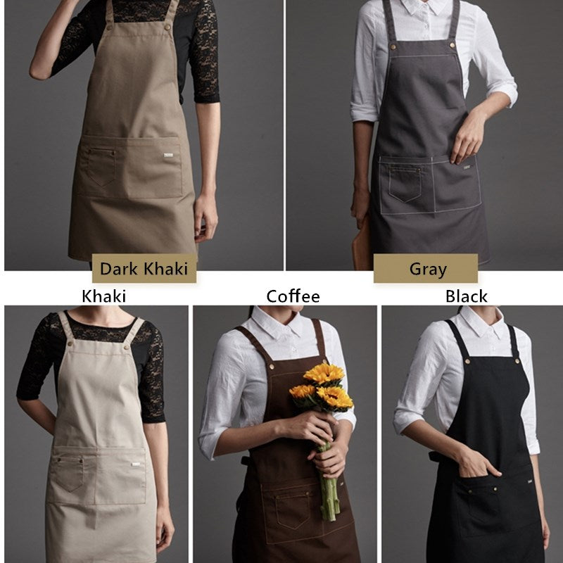 Polyester Cotton Apron Cafe Barista Bartender Baker Catering Uniform Pastry Chef Restaurant Bistro Waiter Waitress Florist Workwear