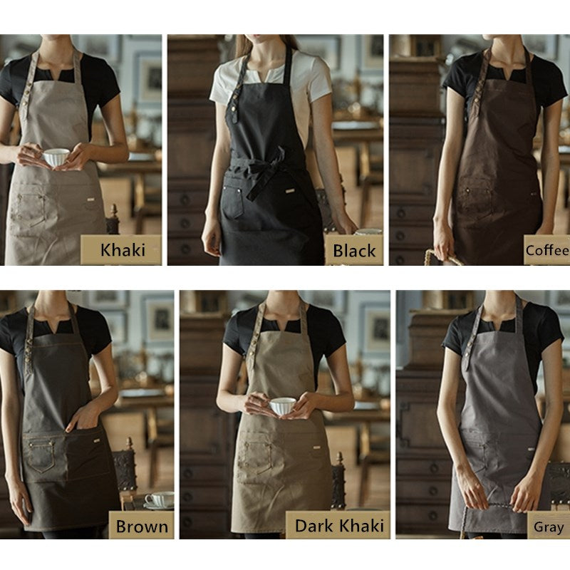 Polyester Cotton Apron Cafe Barista Bartender Baker Catering Uniform Pastry Chef Restaurant Bistro Waiter Waitress Florist Workwear