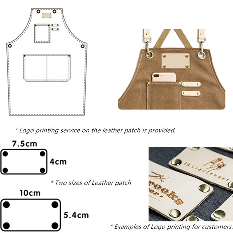 Cross-back Canvas Apron Gray Cafe Barista Bartender Pastry Chef Uniform Blue Florist Barber Hairdresser Work Wear