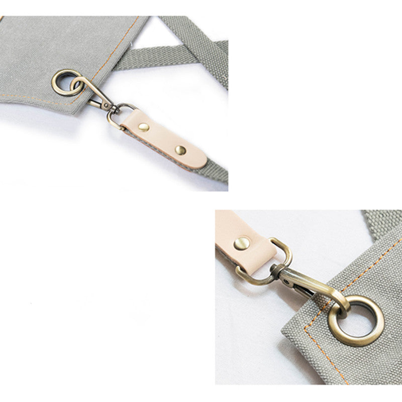 Cross-back Canvas Apron Cafe Barista Bartender Restaurant Pastry Chef Uniform Florist Barber Hairdresser Grill BBQ Workwear