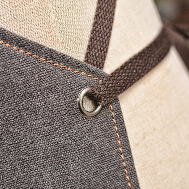 Cross-back Gray Canvas Apron Cafe Barista Bartender Restaurant BBQ Pastry Chef Uniform Florist Barber Gardener Workwear