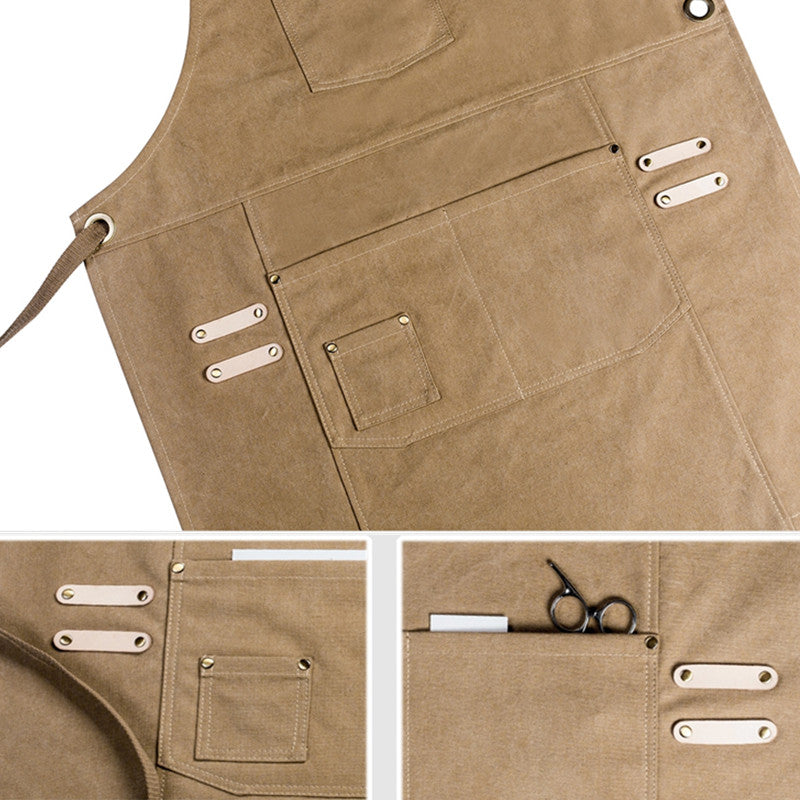 Khaki Cross-back Canvas Apron Pink Cafe Barista Bartender Restaurant Pastry Chef Uniform Black Florist Hairdresser Workwear