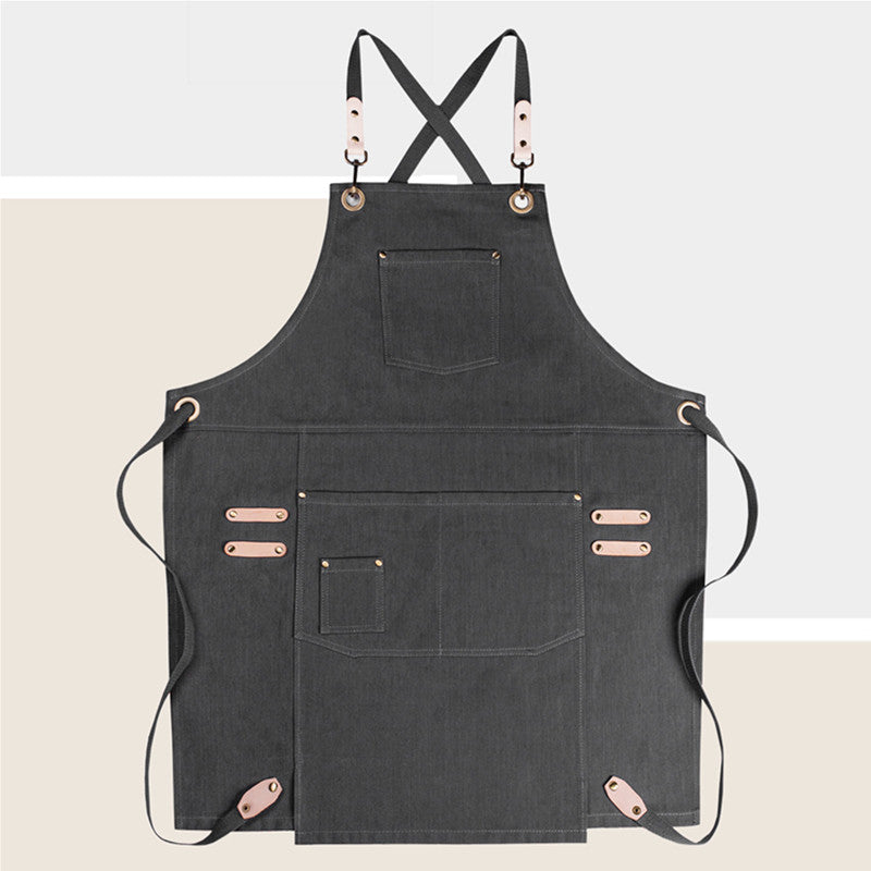 Khaki Cross-back Canvas Apron Pink Cafe Barista Bartender Restaurant Pastry Chef Uniform Black Florist Hairdresser Workwear