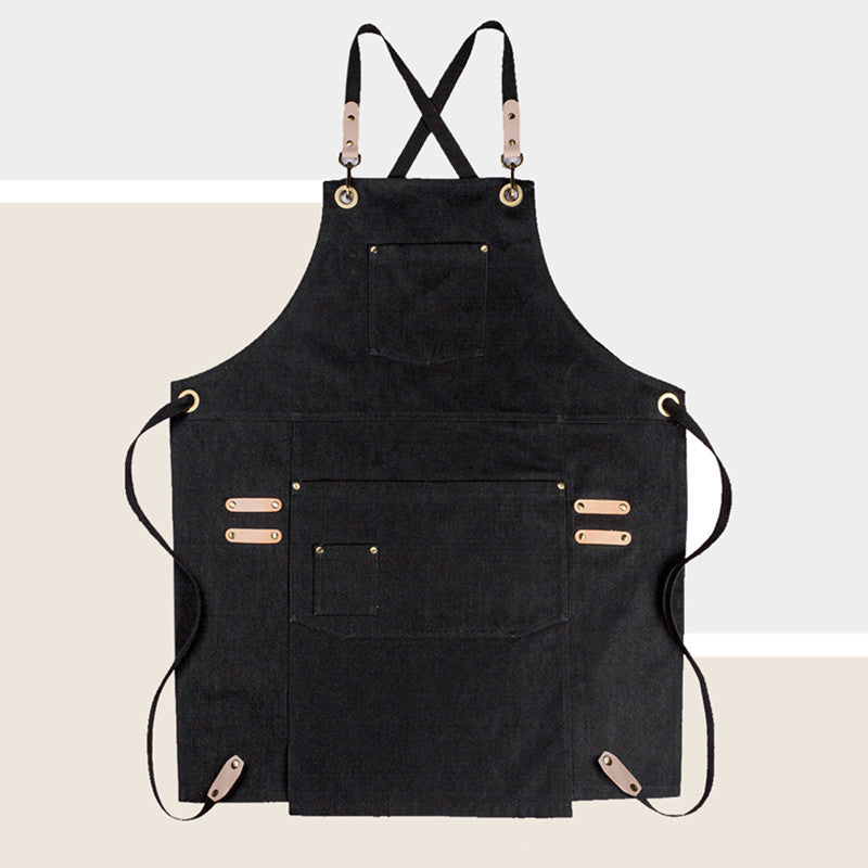 Khaki Cross-back Canvas Apron Pink Cafe Barista Bartender Restaurant Pastry Chef Uniform Black Florist Hairdresser Workwear