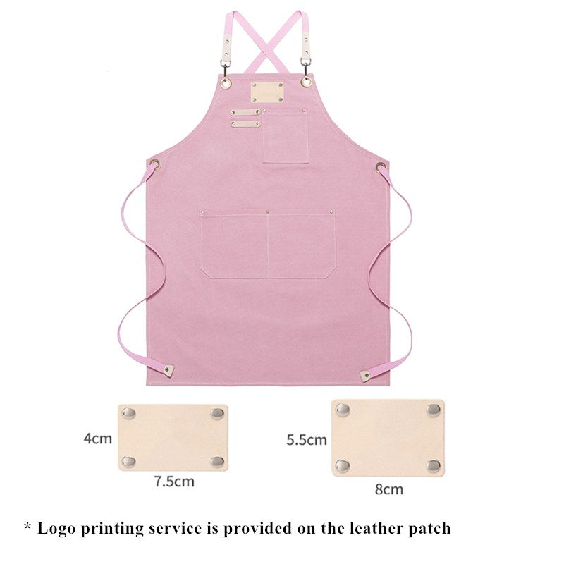 Cross-back Pink Canvas Apron Cafe Barista Bartender Bakery Pastry Chef Uniform Florist Painter Artist Gardener Workwear