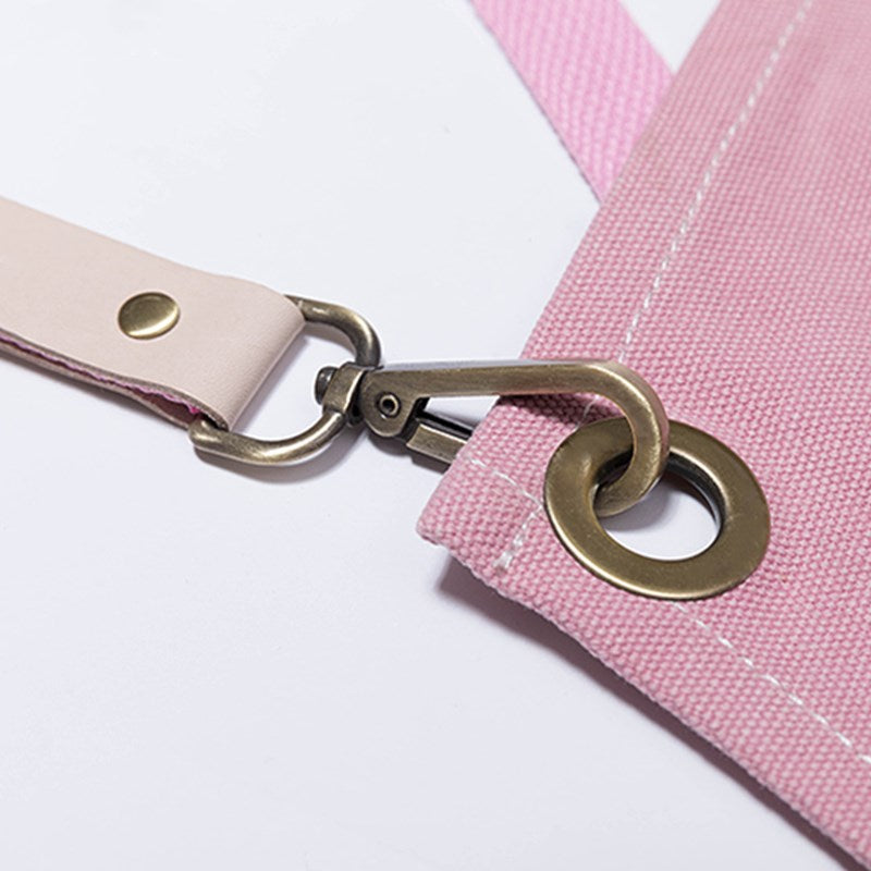 Cross-back Pink Canvas Apron Cafe Barista Bartender Bakery Pastry Chef Uniform Florist Painter Artist Gardener Workwear