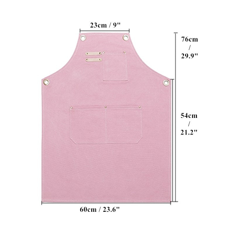 Cross-back Pink Canvas Apron Cafe Barista Bartender Bakery Pastry Chef Uniform Florist Painter Artist Gardener Workwear