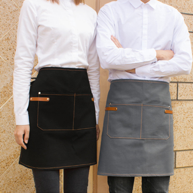 Gray Canvas Waist Apron Black Barista Bartender Pastry Chef Uniform Bistro Green Waiter Waitress Florist Work Wear