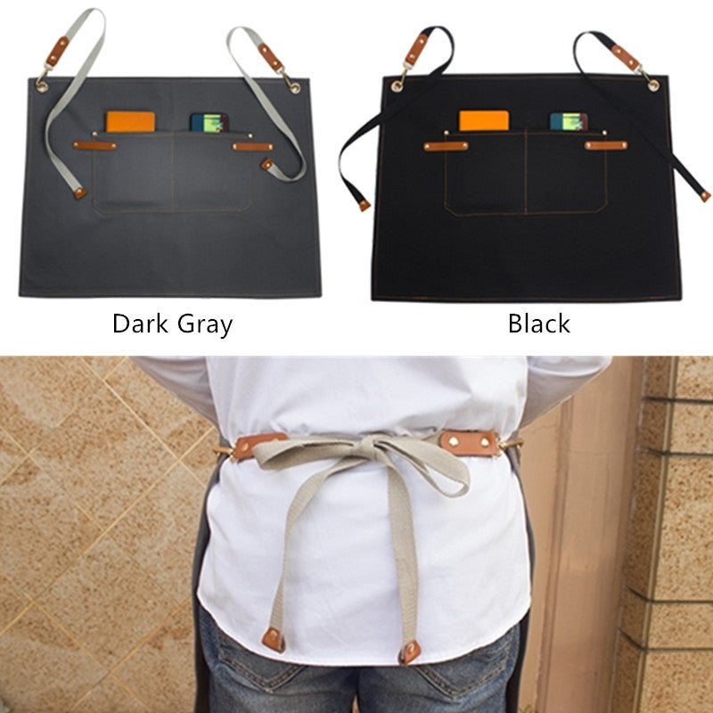 Gray Canvas Waist Apron Black Barista Bartender Pastry Chef Uniform Bistro Green Waiter Waitress Florist Work Wear